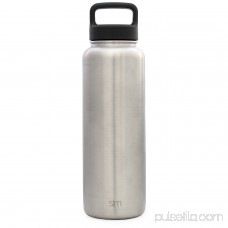 Simple Modern 40 Ounces Summit Water Bottle + Extra Lid - Vacuum Insulated Wide Mouth 1.2 Liters Leak Proof 18/8 Stainless Steel Flask - Silver Hydro Travel Mug - Simple Stainless 567920088